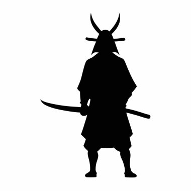 Katanalı bir samurayın vektör silueti.