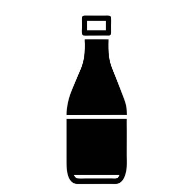 Soda ikonlu bir şişe. Beyaz arkaplanda izole edilmiş web tasarımı için içecek soda şişesi vektör simgesinin basit bir gösterimi