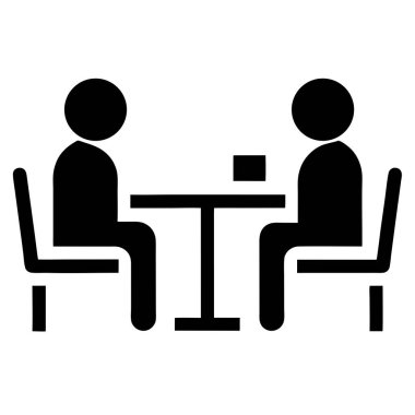 Toplantı masası ikonu. Beyaz arkaplanda izole edilmiş web tasarımı için özet toplantı tablosu vektör simgesi