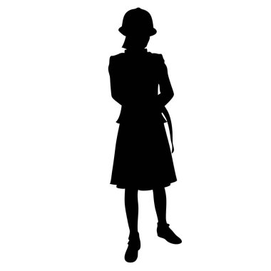 Beyaz arka planda sırt çantası olan bir askerin silueti.