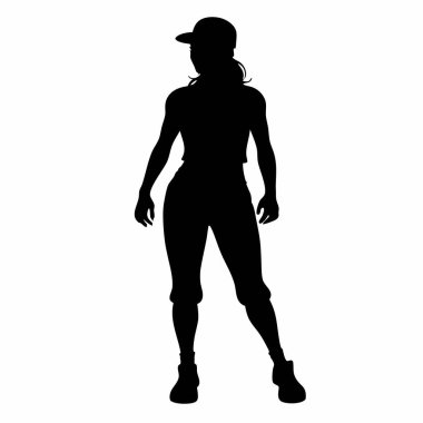 Beyaz arka planda duran kadın silueti