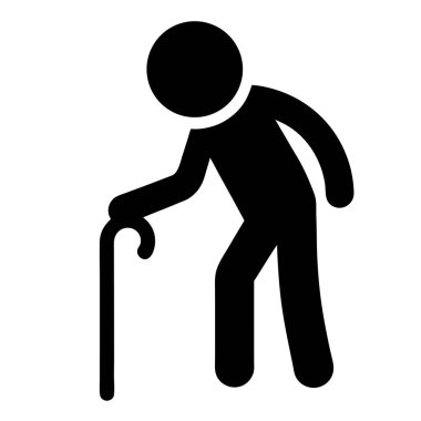 Çubuk figür simgesine sahip yaşlı kişi