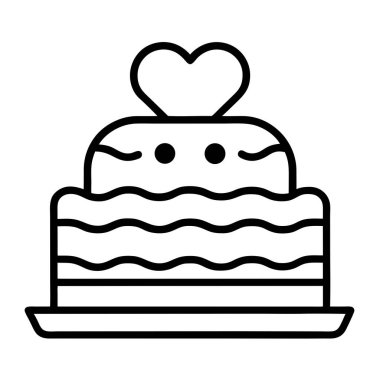 Kalp ikonu vektör illüstrasyonlu kek