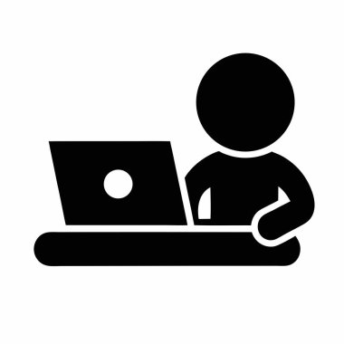 Bir insan simgesi olan dizüstü bilgisayar, vektör illüstrasyonu