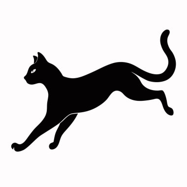 Beyaz arkaplanda kedi silueti