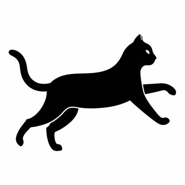 Beyaz arka planda bir kedinin silüeti.