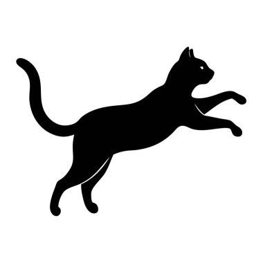 kedi vektör siluet simgesi. Beyaz arkaplanda siyah kedi silueti simgesi. kedi logosu simgesi.