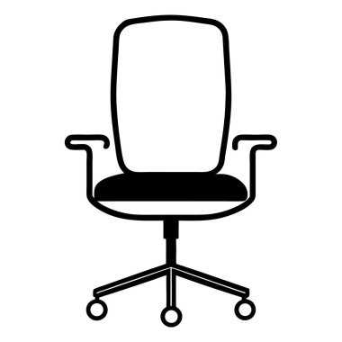 Beyaz arkaplanda ofis sandalyesi, illüstrasyon, vektör simgesi.