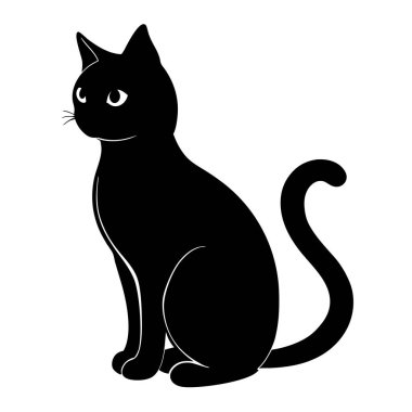 Kara kedi, izole vektör illüstrasyonu