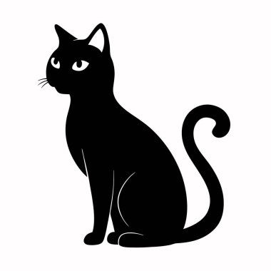 Siyah arka planı olan kedi silueti.