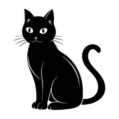 Siyah kedi, illüstrasyon, beyaz arkaplan vektörü.