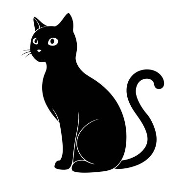 Beyaz arka planda siyah bir kedinin silüeti