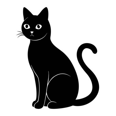 kedi siyah silueti, vektör çizimi