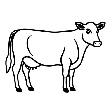 Beyaz arkaplan vektör illüstrasyonunda izole edilmiş inek çiftliği hayvan simgesi