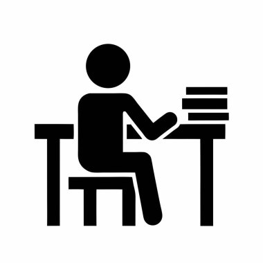 Ofis simgesinde çalışan iş adamı, basit stil