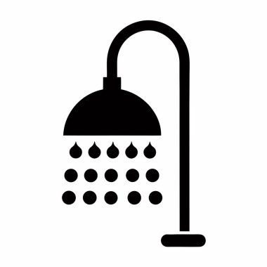 Duş ikonu. vektör biçimi düz ikonik sembol, yuvarlak açılar, siyah renk.
