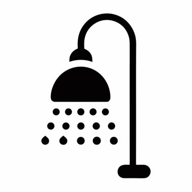 duş vektör simgesi. biçim düz simge sembolü, siyah renk, beyaz arkaplan.