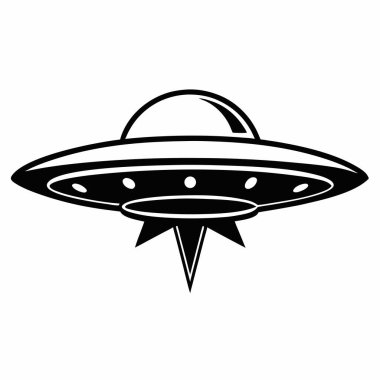 beyaz arkaplanda siyah UFO simgesi