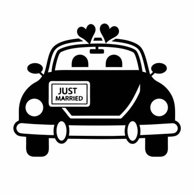 düğün arabası simgesi vektör çizim şablonu