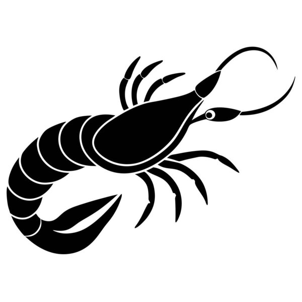 shrimp icon vector. black illustration isolated on white background for graphic and web design.