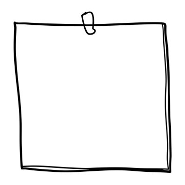 Karalama el beyaz arkaplanda mesaj veya metin için boş alanı olan boş bir çerçevenin basit bir taslağının siyah ve beyaz karalama çizimi