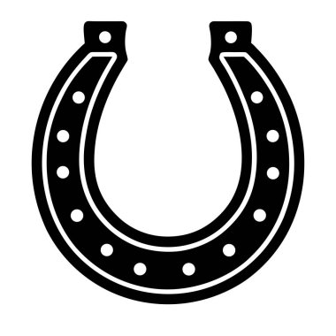 At nalı vektör simgesi. Siyah vektör logosu beyaz arka plan at nalı üzerinde izole edildi.