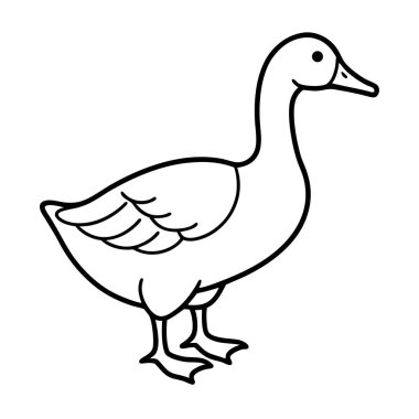 Ördek ikonu. Beyaz arkaplanda izole edilmiş web tasarımı için ördek vektör simgesinin özet çizimi