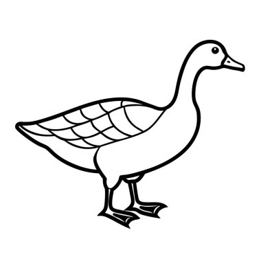 Ördek simgesi. Beyaz arka planda izole web tasarımı için anahat ördek vektör simgesi