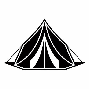 beyaz arkaplanda izole edilmiş çadır simgesi ve vektör illüstrasyonu