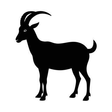 Beyaz üzerine siluet siyah keçi. vektör illüstrasyonu