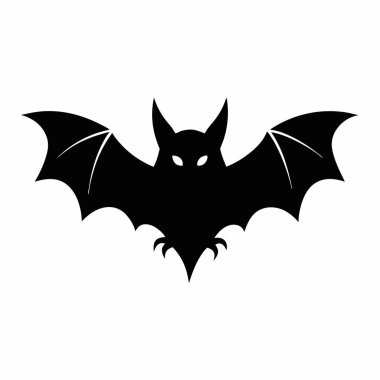 İzole edilmiş arka planda kara cadılar bayramı yarasası. Siyah yarasa silueti