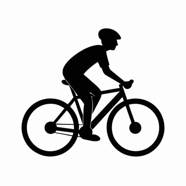 Bisikletli siluet adam bisiklet vektör illüstrasyonuyla