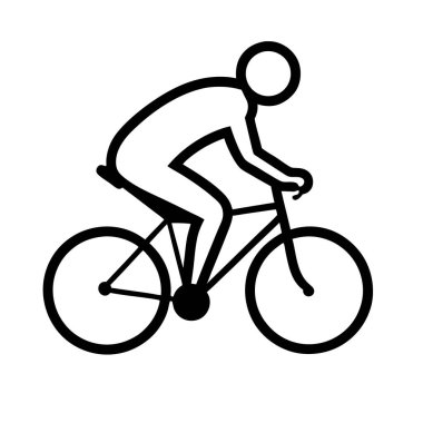 Bisikletçi ikonu. Beyaz arkaplanda izole edilmiş web tasarımı için bisiklet adam vektör simgesi