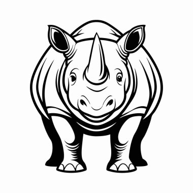 Siyah gergedanlar beyaz arka planda izole edilmiş. vektör illüstrasyonu.