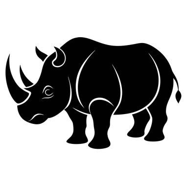 Beyaz arkaplanda bir gergedanın vektör çizimi