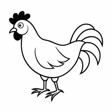 siyah beyaz çizgi film tavuk