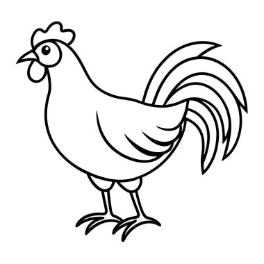 Beyaz arka planda siyah beyaz bir horoz.