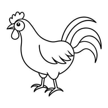 Çizgi film tavuğu, çiftlik hayvanı ikonu. vektör illüstrasyonu