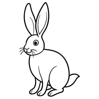 Tavşanın vektör karikatür çizimi yerdeki çimlerin üzerinde duruyor. izole resim.