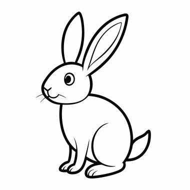 Tavşan, vektör çizimi, siyah beyaz arkaplan