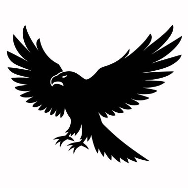 kartal kuşu siyah silueti beyaz arkaplanda izole edildi