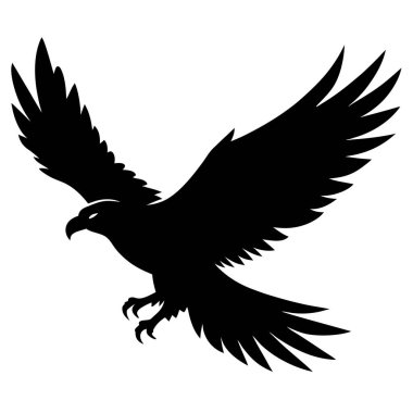 Kartal silueti, beyaz üzerine izole edilmiş.