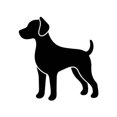 Köpek vektör çizimi. Siyah köpek silueti..