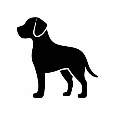 Siyah labrador av köpeği. Beyaz arkaplanda izole edilmiş vektör illüstrasyonu.