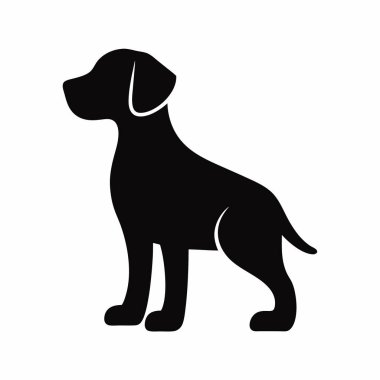 Siyah köpek silueti. vektör illüstrasyonu.