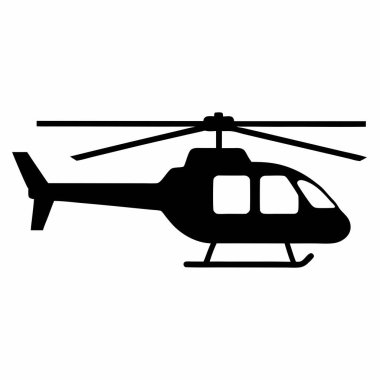 Uçan helikopter vektör illüstrasyonlu siluet siyah helikopter
