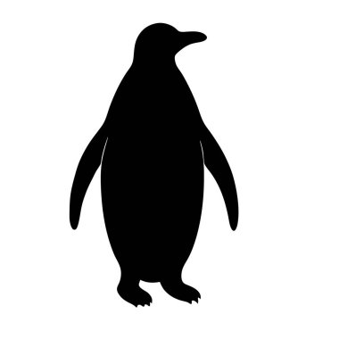 Siyah penguen silueti beyaz arkaplanda izole edildi