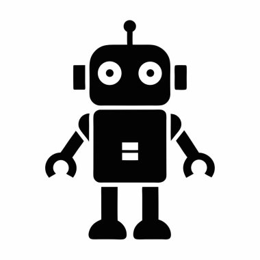 Beyaz arkaplanda robot düz simgesi izole edildi