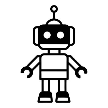 Robot ikon vektörü. Düz vektör simgesi şeffaf arkaplanda izole edildi.