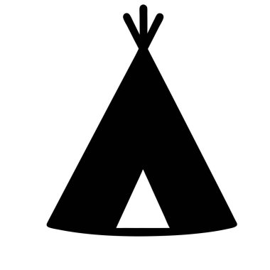 Düz dizaynlı bir kamp çadırının siyah vektör çizimi